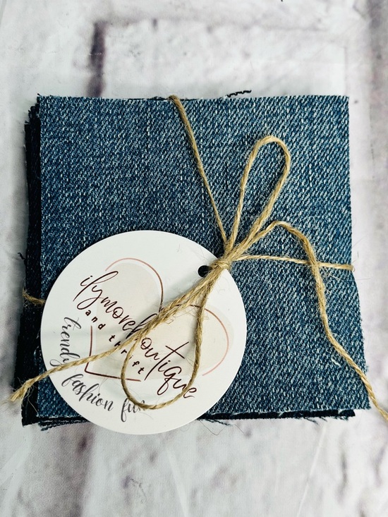 Other - Reclaimed Denim Fabric Squares 4” Craft Bundle (Set of 10)